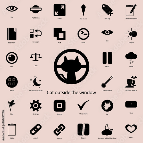 cat outside the window icon.  Detailed set of minimalistic icons. Premium graphic design. One of the collection icons for websites, web design, mobile app