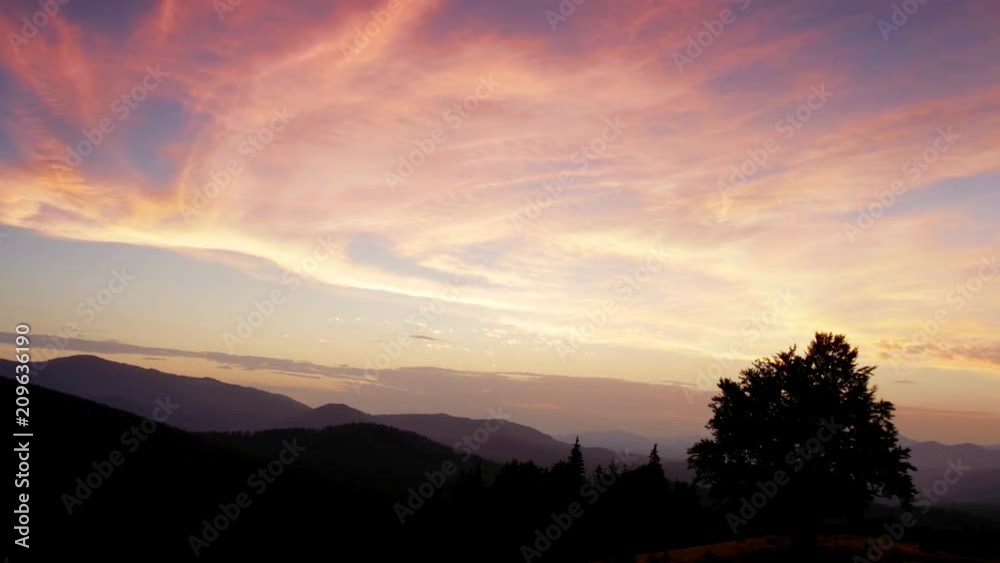 A time lapse of a sunset over the Carpathian Mountains. A time lapse of a sunset over the Carpathian Mountains.