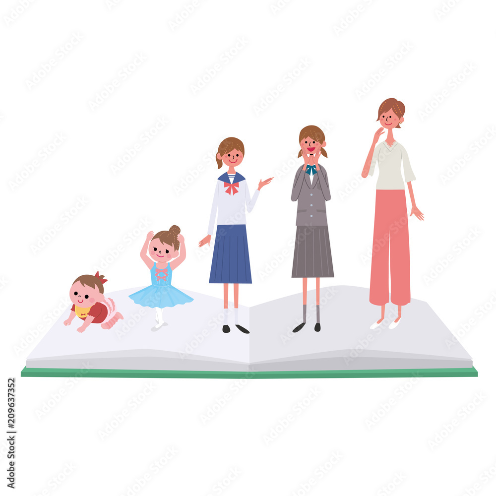 ライフステージ 人生 イラスト 女性 Stock Vector Adobe Stock