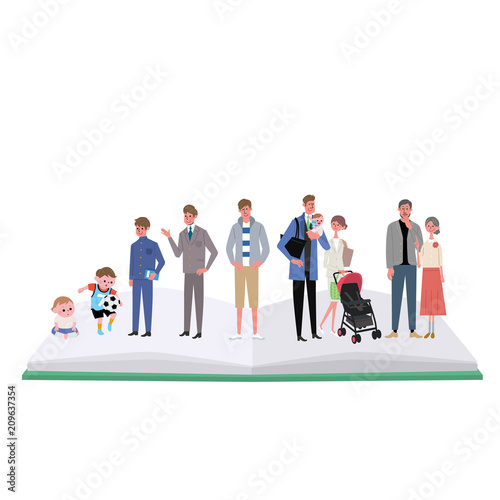 ライフステージ　人生　イラスト　男性
