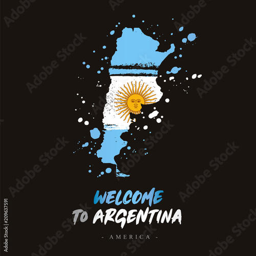 Welcome to Argentina. Flag and map of the country