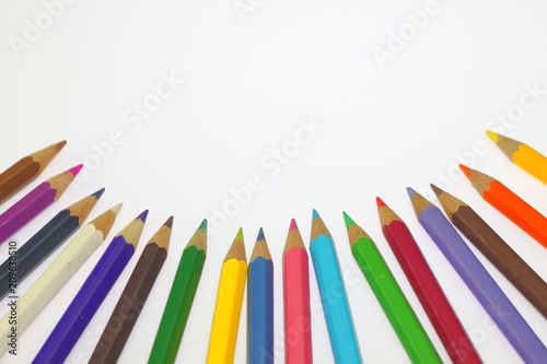 colorful pencils isolated on white background