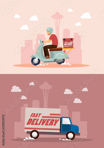 Delivery service by van and motorbike