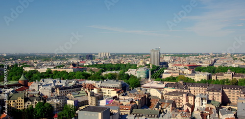 Ryga, stolica Łotwy - widok z kościelnej wieży na centrum miasta