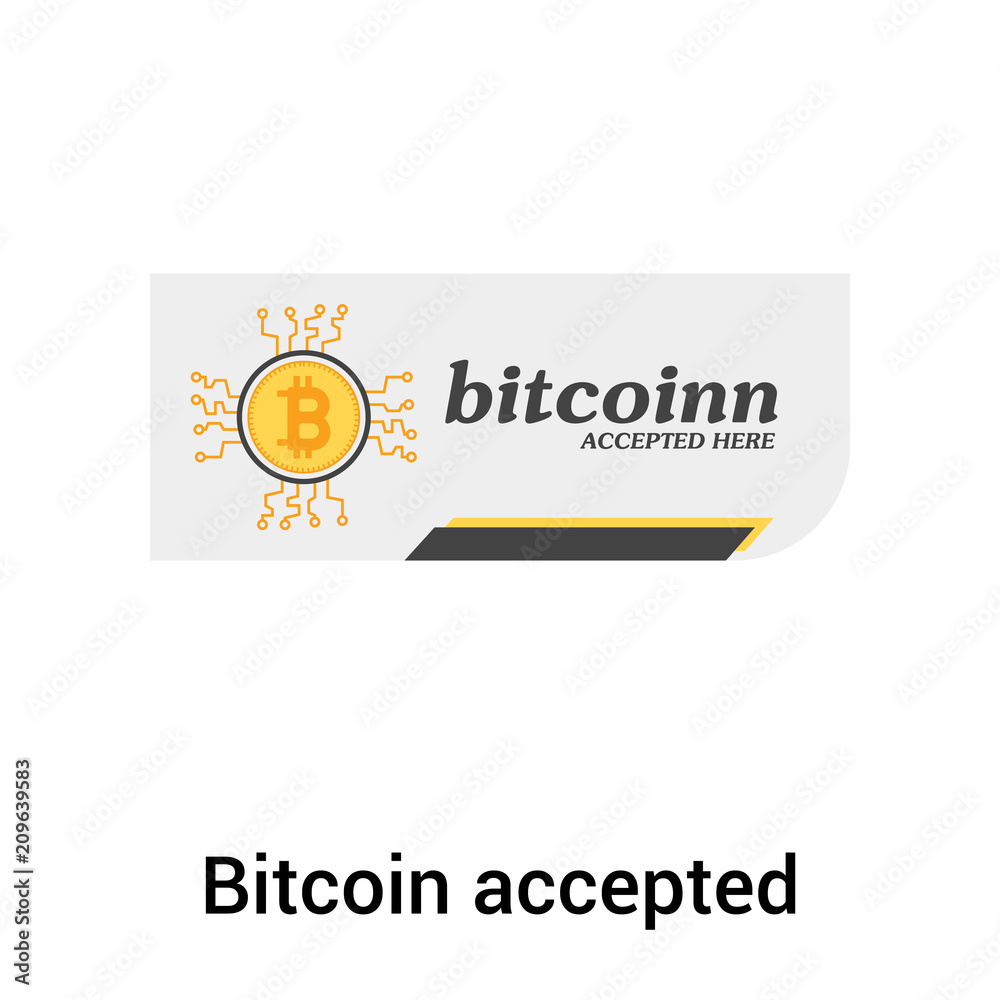 Fototapeta premium Bitcoin accepted icon vector sign and symbol isolated on white background, Bitcoin accepted logo concept