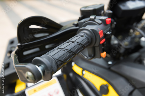 Motorcycle handle closeup