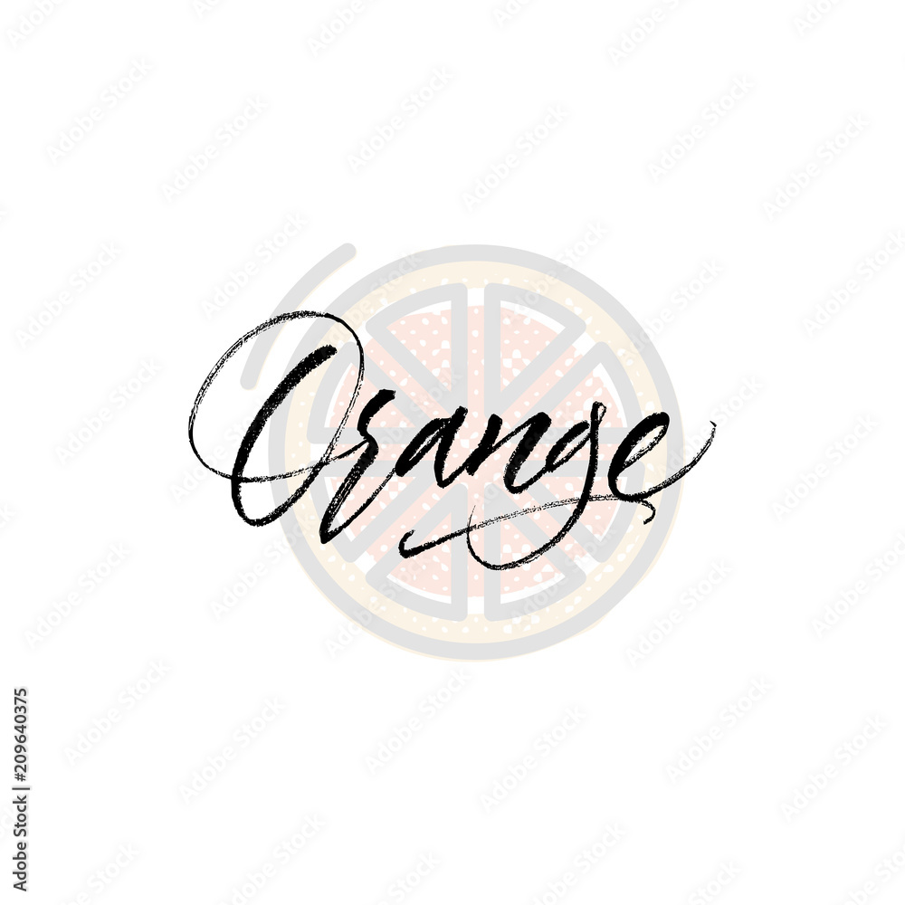 Orange word on background illustration. Fruit web element, Isolated Vector. Orange word on background illustration. Fruit web element, Isolated Vector.