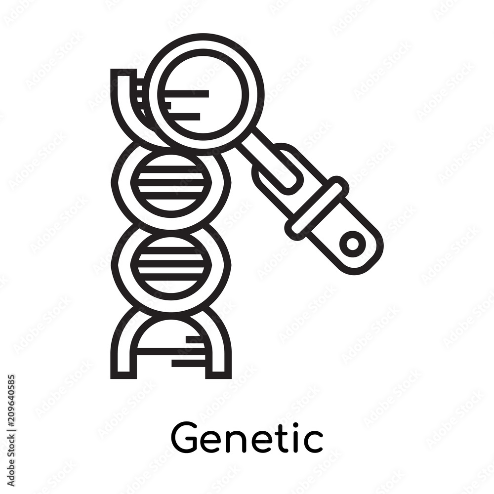 Genetic icon vector sign and symbol isolated on white background, Genetic logo concept, outline symbol, linear sign Genetic icon vector sign and symbol isolated on white background, Genetic logo concept, outline symbol, linear sign
