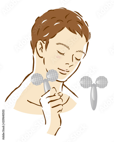 男性　自宅エステ　美顔ローラー　セルフケア