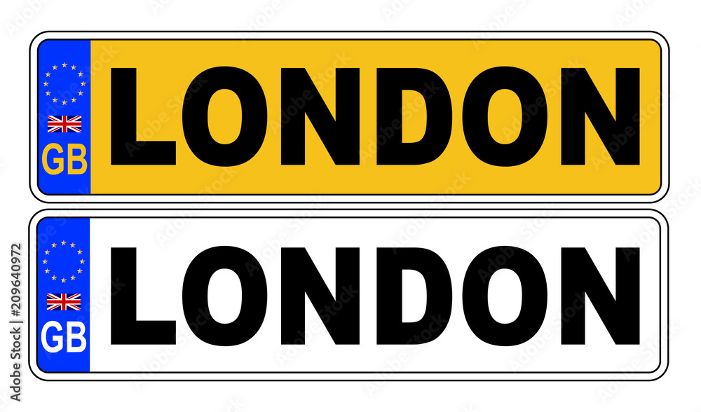 Fototapeta premium UK Front And Back Number Plate With Text London