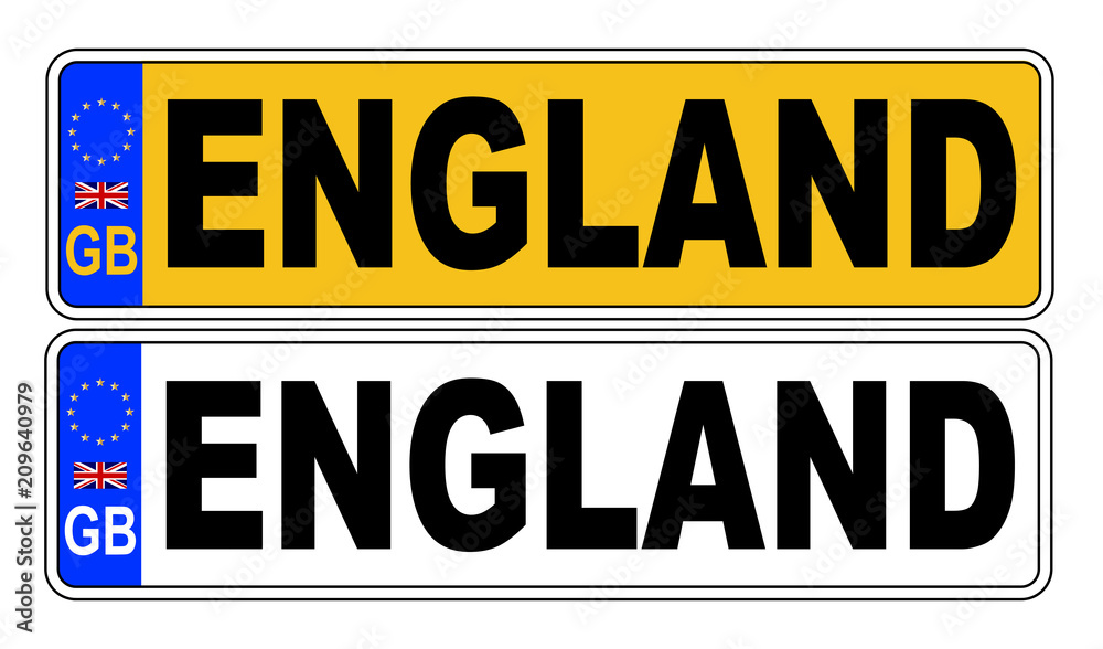 UK Front And Back Number Plate With Text England
