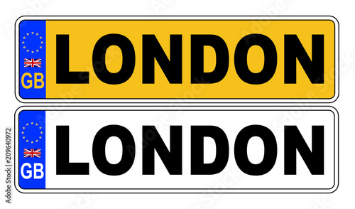 UK Front And Back Number Plate With Text London