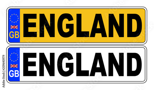 UK Front And Back Number Plate With Text England