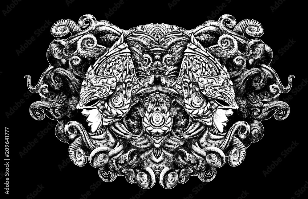 mythical creature, girl in a helmet with tentacles mythical creature, girl in a helmet with tentacles