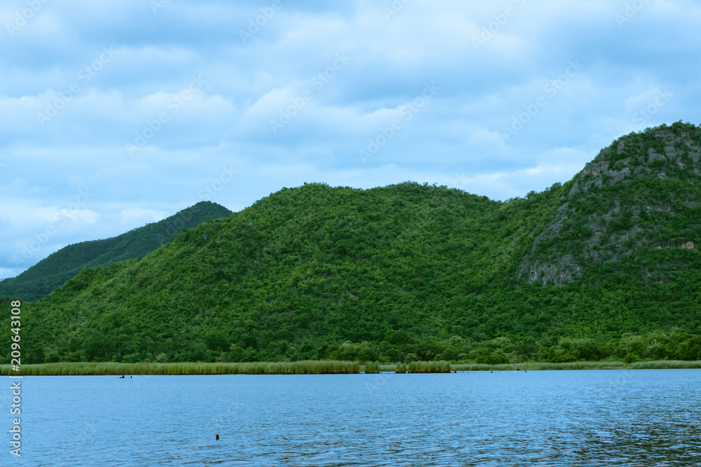 Natural background, water reflection in front of mountain. Natural background, water reflection in front of mountain.