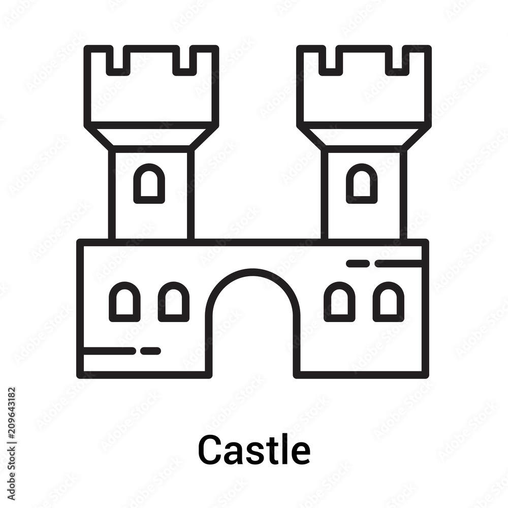 Castle icon vector sign and symbol isolated on white background, Castle logo concept, outline symbol, linear sign