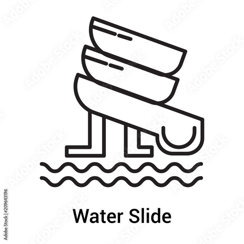 Water Slide icon vector sign and symbol isolated on white background, Water Slide logo concept, outline symbol, linear sign