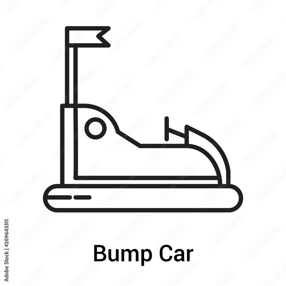 Bump Car icon vector sign and symbol isolated on white background, Bump Car logo concept, outline symbol, linear sign
