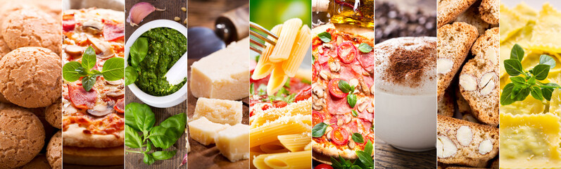 food collage of italian cuisine
