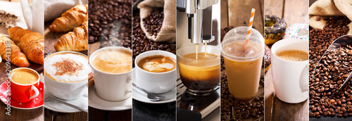 Valokuvatapetti coffee collage of various cups