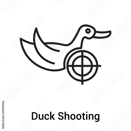 Duck Shooting icon vector sign and symbol isolated on white background, Duck Shooting logo concept, outline symbol, linear sign