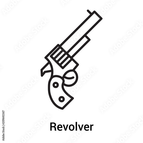 Revolver icon vector sign and symbol isolated on white background, Revolver logo concept, outline symbol, linear sign