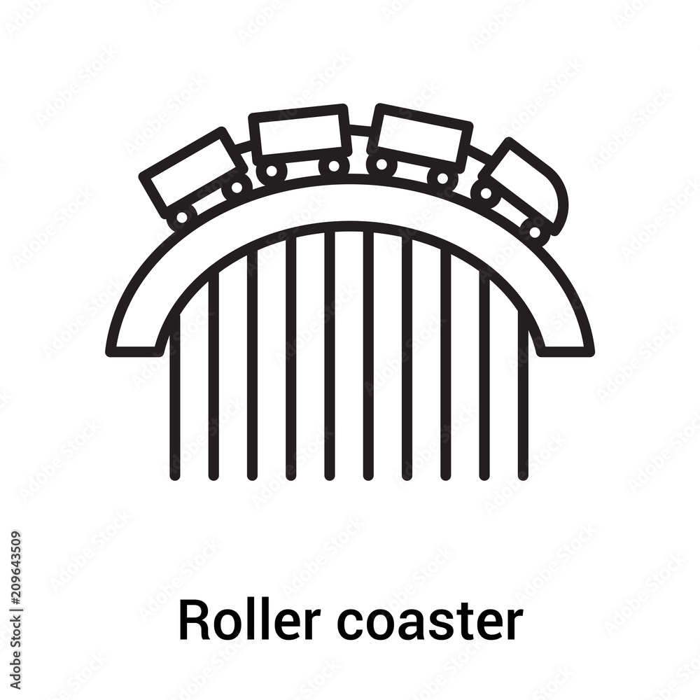 Roller coaster icon vector sign and symbol isolated on white background