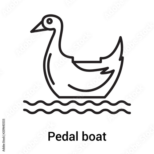 Pedal boat icon vector sign and symbol isolated on white background, Pedal boat logo concept, outline symbol, linear sign