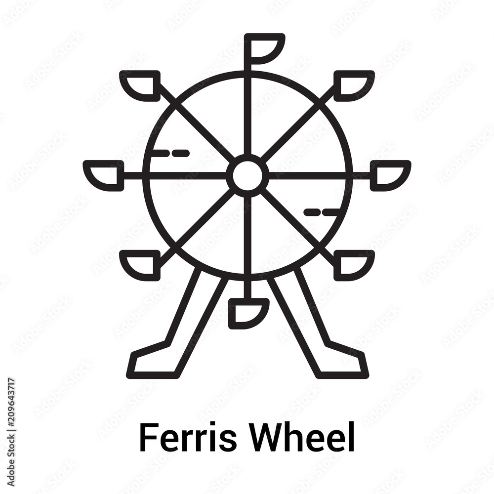 Ferris Wheel icon vector sign and symbol isolated on white background, Ferris Wheel logo concept, outline symbol, linear sign