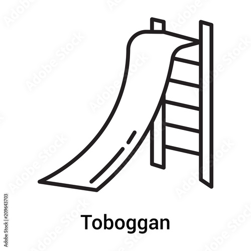Toboggan icon vector sign and symbol isolated on white background, Toboggan logo concept, outline symbol, linear sign
