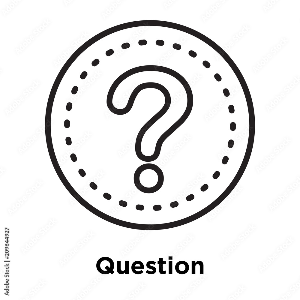 Question icon vector sign and symbol isolated on white background, Question logo concept, outline symbol, linear sign Question icon vector sign and symbol isolated on white background, Question logo concept, outline symbol, linear sign