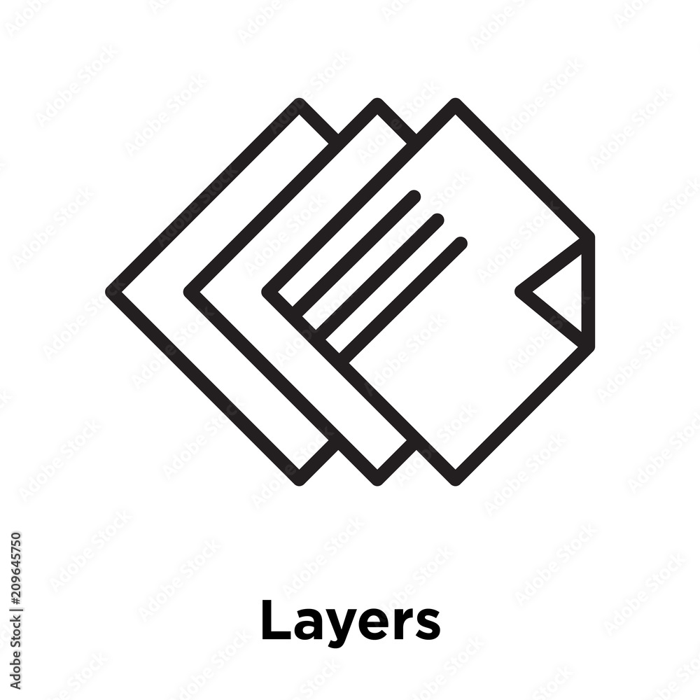 Layers icon vector sign and symbol isolated on white background, Layers logo concept, outline symbol, linear sign Layers icon vector sign and symbol isolated on white background, Layers logo concept, outline symbol, linear sign