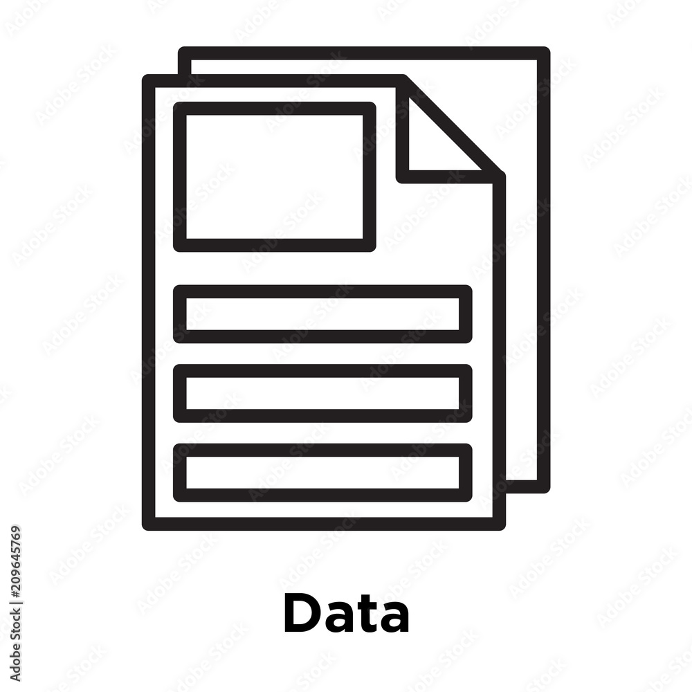 Data icon vector sign and symbol isolated on white background, Data logo concept, outline symbol, linear sign Data icon vector sign and symbol isolated on white background, Data logo concept, outline symbol, linear sign