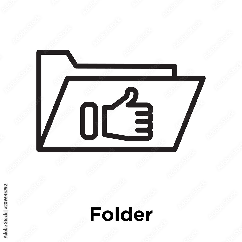 Folder icon vector sign and symbol isolated on white background, Folder logo concept, outline symbol, linear sign Folder icon vector sign and symbol isolated on white background, Folder logo concept, outline symbol, linear sign