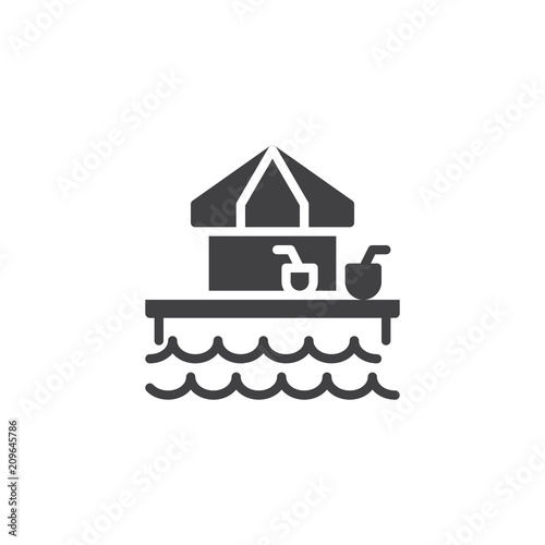 Aqua bar with drinks vector icon. filled flat sign for mobile concept and web design. Bar in swimming pool in water park simple solid icon. Symbol, logo illustration. Pixel perfect vector graphics