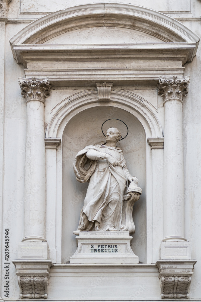 Statue of Saint Petrus Urseulus at the Chiesa di San Rocco near the Scuola Grande di San Rocco, Venice