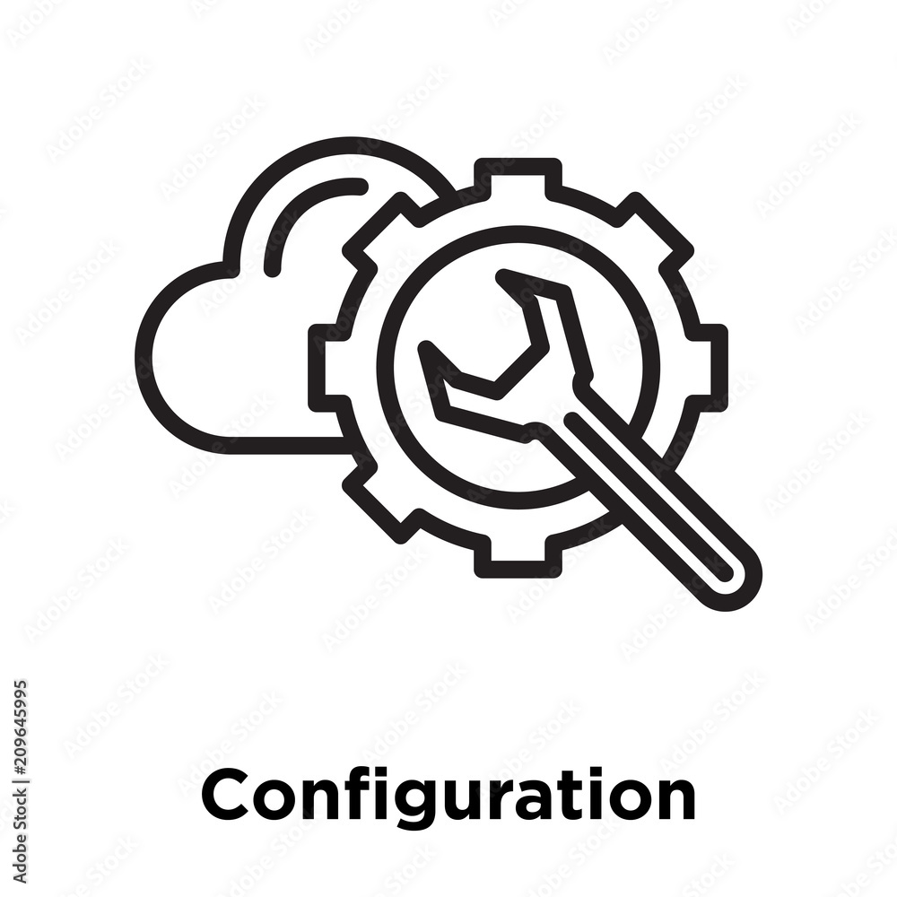 Configuration icon vector sign and symbol isolated on white background, Configuration logo concept, outline symbol, linear sign Configuration icon vector sign and symbol isolated on white background, Configuration logo concept, outline symbol, linear sign