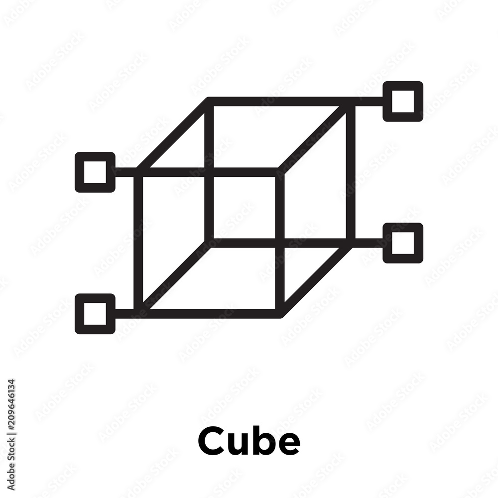 Cube icon vector sign and symbol isolated on white background, Cube logo concept, outline symbol, linear sign