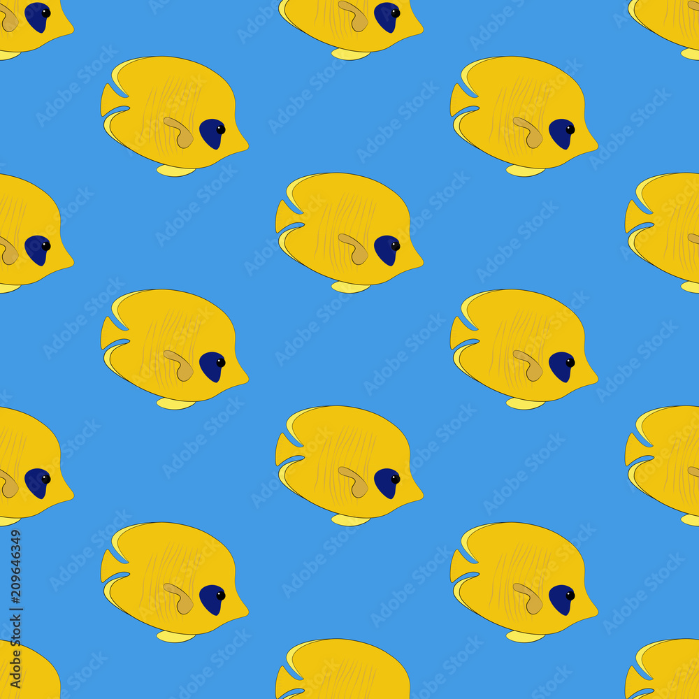 Chaetodon semilarvatus fish seamless pattern Chaetodon semilarvatus fish seamless pattern