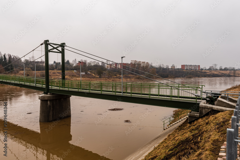 metal pedestrian bridge details in city of Bauska, Latvia metal pedestrian bridge details in city of Bauska, Latvia