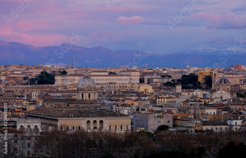 Panoramic view of Rome from the height of Mons Janiculus Terrazza del Gianicolo hill