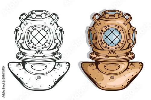 Diving. Scuba diving logo. Diver mask. Scuba-diving helmet. Vector graphics to design.