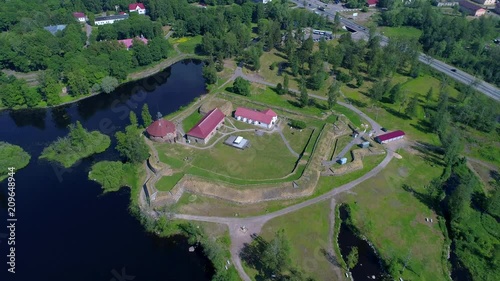 The ancient Korela fortress on a sunny June day (aerial photography). Priozersk, Russia