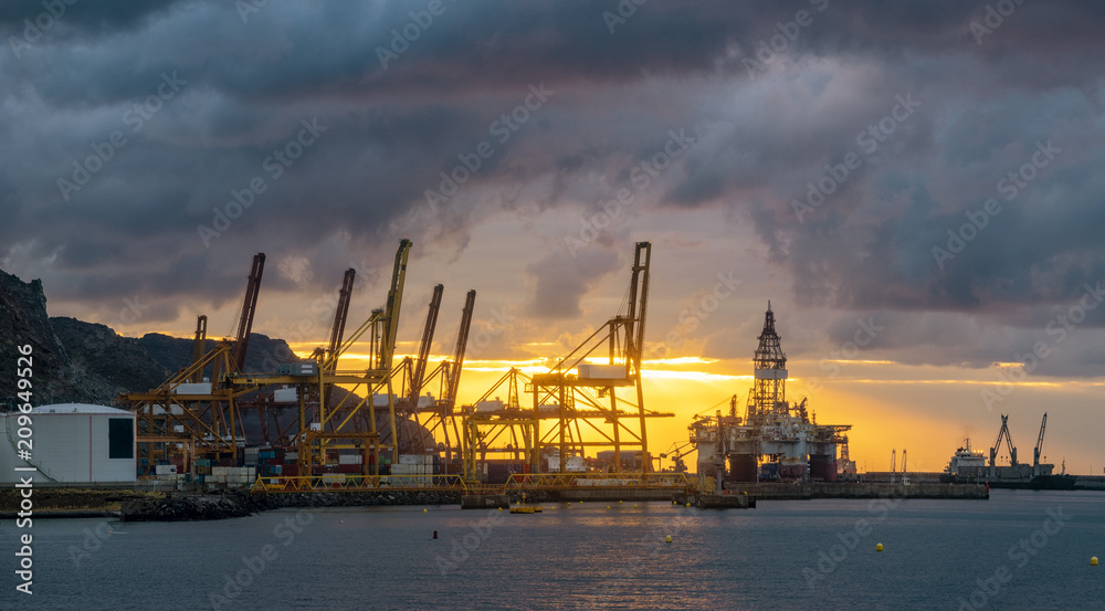 Trade Port at sunrise-panorama