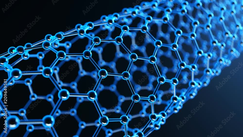 Blue nanotubes nanostructure loopable animation. Science research and technology