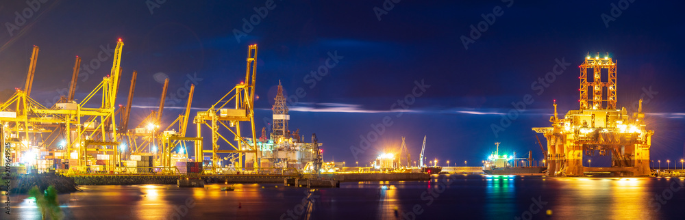 Trade Port at night-panorama