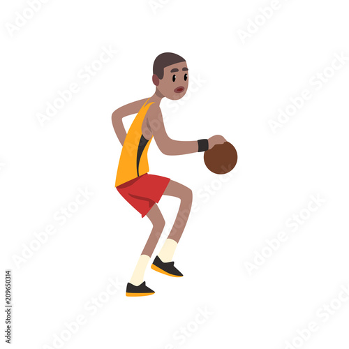 Basketball player, athlete in uniform playing with ball vector Illustration on a white background © topvectors