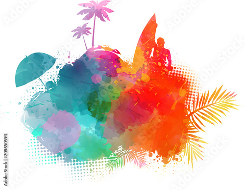 Summer watercolored background