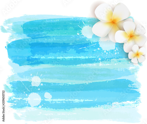 Brushed backgrounds with flowers. Blue colored.