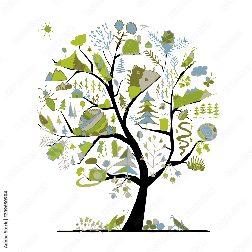 Obraz premium Wild field, tree concept for your design